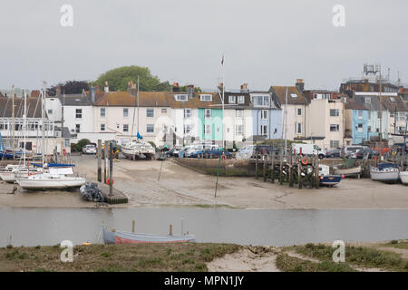 Ansicht des Shoreham-by-Sea vom Fluss Adur, West Sussex, UK, Mai 2018 Stockfoto