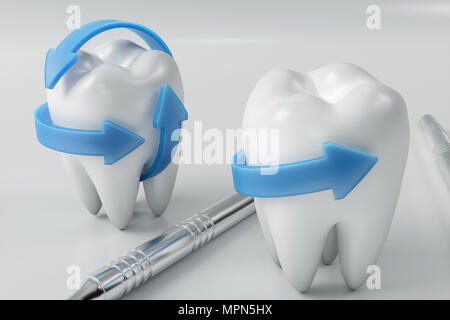 3D-rendering Zahn mit Zahnarzt abholen. Dental, Medizin und Gesundheit Konzept. Oral Hygiene. Mundpflege Stockfoto