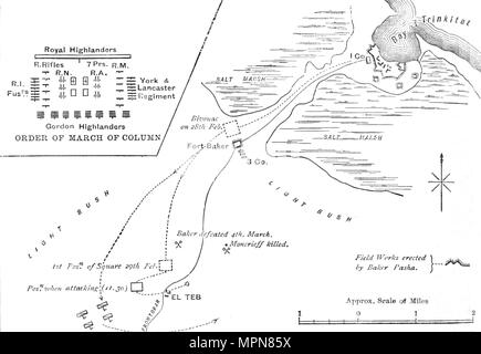 'Map Der März bis El Teb, (Februar 28-29, 1884)', c 1881-85. Artist: Unbekannt. Stockfoto