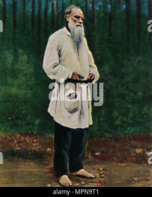 "Graf Tolstoi 1828-1910. - Grafik von Pri', 1934. Artist: Unbekannt. Stockfoto