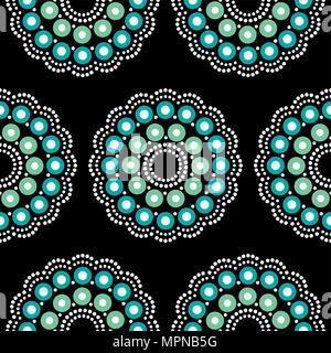 Mandala böhmischen Vektor dot Painting nahtlose Muster, Aboriginal dot Kunst, retro Folk sich wiederholende Design durch traditionelle Kunst aus Australien inspiriert Stock Vektor