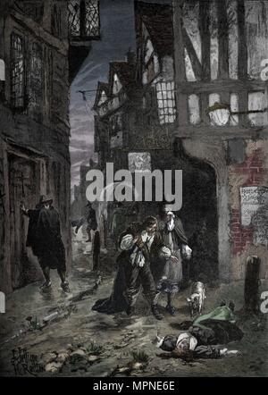 Die große Pest: Szenen in den Straßen von London 1665-1666 (1905). Künstler: unbekannt. Stockfoto