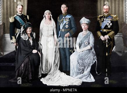 Die Hochzeit des Herzogs von York und Lady Elizabeth Bowes-Lyon, 1923. Artist: Unbekannt. Stockfoto