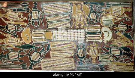 Australian Aboriginal Rindenmalerei. Artist: Unbekannt. Stockfoto