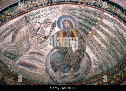 Christus auf der ganzen Welt sitzt, von Palmen, Kirche Santa Costanza, Rom, c 4. Jahrhundert Künstler umgeben: Unbekannt. Stockfoto