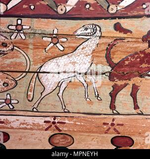 Widder, Sternzeichen auf der Innenseite des Ägyptischen Mummy-Case, 2. Jahrhundert. Artist: Unbekannt. Stockfoto