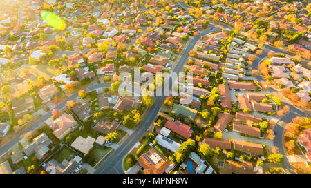Luftaufnahme von einem typischen australischen Vorort Stockfoto