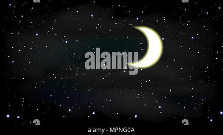 Leuchtender Mond in der Nacht Sternenhimmel Stockfoto