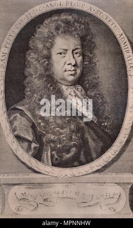 Samuel Pepys, Englisch tagebuchschreibers und Naval Administrator, c 1690 (1894). Artist: Robert White. Stockfoto