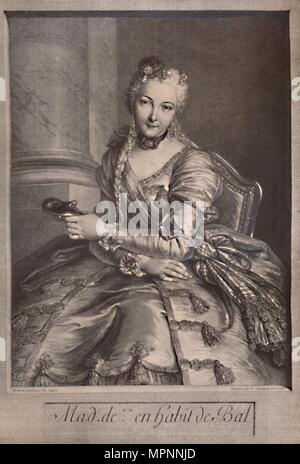 Madame de Pompadour, Herrin von König Ludwig XV. von Frankreich, 18. Jahrhundert (1894). Artist: Pierre-Louis de Surugue. Stockfoto