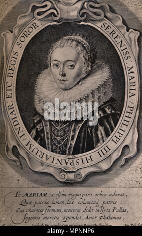 Maria Anna, Königin von Böhmen und Ungarn, 17. Jahrhundert (1894). Artist: Simon de Passe. Stockfoto