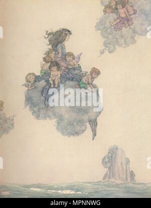 "Mit dem Rest Ihrer Kinder von Luft, schnellte hoch über der Rosy Cloud', c 1930. Artist: W Heath Robinson. Stockfoto