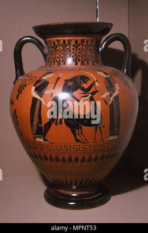 Herakles und die Hinterbeine des Ceryneia, Dachboden Amphora Vase, c540BC. Artist: Unbekannt. Stockfoto
