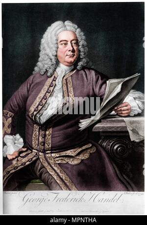 Georg Friedrich Händel, in Deutschland geborene britische Barockkomponisten, 1749. Artist: Johannes Faber der Jüngere. Stockfoto