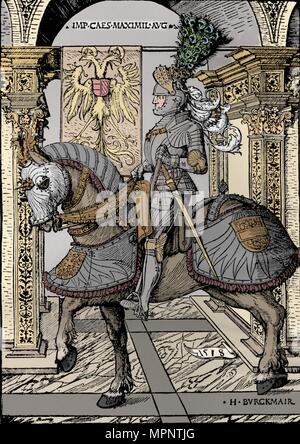 "Porträt von Kaiser Maximilian i.", 1518. Künstler: Hans Burgkmair, dem älteren. Stockfoto