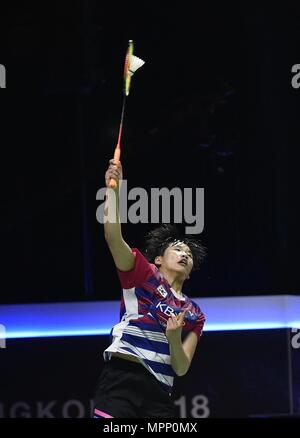 Bangkok, Thailand. 24. Mai, 2018. Eine Se Junge von Team Südkorea konkurriert gegen Brittney Tam von Team Kanada während der BWF Uber Cup 2018 quaterfinal Match in Bangkok, Thailand, am 24. Mai 2018. Team Südkorea gewann 3-1. Credit: Wang Shen/Xinhua/Alamy leben Nachrichten Stockfoto