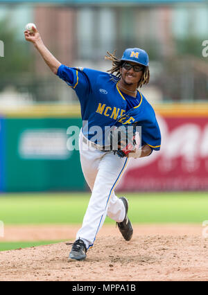 23. Mai 2018: McNeese State Krug Aidan Anderson (26.) Während der Süden Konferenz Meisterschaften 2018. Spiel 1 McNeese vs nordwestlichen Zustand im Sternbild Feld Sugar Land, Texas nordwestlichen Zustand gewann 2-1 Stockfoto