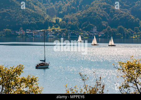 Deutschland, Baden-Württemberg, Bodensee, Ueberlingen, Bodman-Ludwigshafen, Bodman, Segelboote Stockfoto