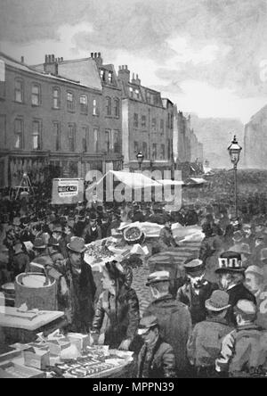 'Middlesex Straße (Ende Petticoat Lane) an einem Sonntag Morgen', 1891. Künstler: William Luker. Stockfoto