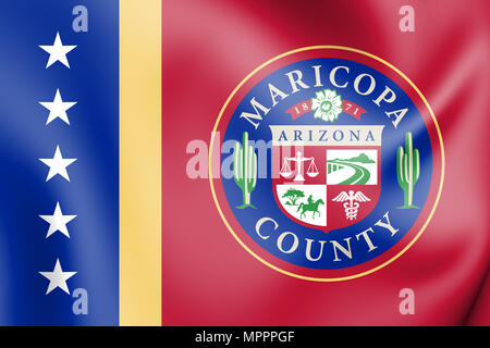 3D-Markierung von Maricopa County (Colorado), USA. 3D-Darstellung. Stockfoto