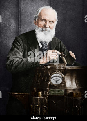 Lord Kelvin, Schottischer Mathematiker und Physiker, mit seinem Kompass, 1902. Künstler: James Craig Annan. Stockfoto