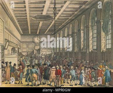 Innenraum des Custom House, London, 1808. Künstler: Charles Augustus Pugin, Thomas Rowlandson. Stockfoto