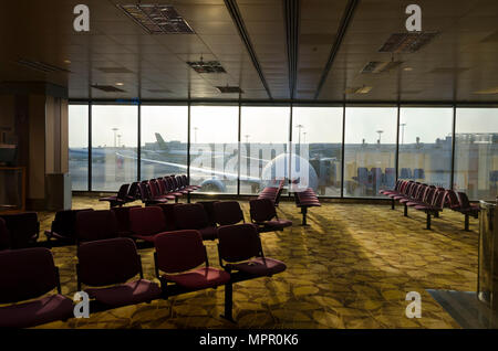 Abflugsteig, Terminal 2, Flughafen Changi, Singapur Stockfoto