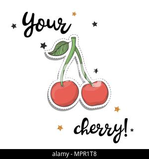 Cherry Aufkleber. Mode patch Element Stock Vektor