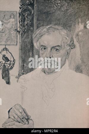 "Portrait von Edmund de Goncourt", 1882, (1946). Artist: Félix Bracquemond. Stockfoto