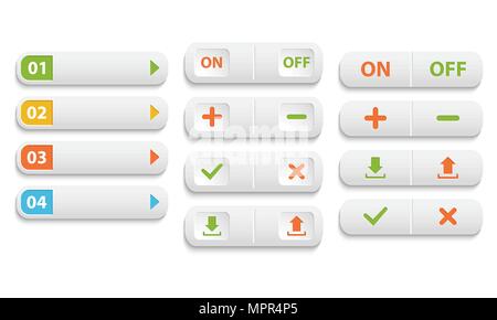 Vektor realistische Verfilzten weißen Farbe Web Buttons Stock Vektor