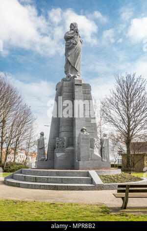 Yzer Denkmal, Erster Weltkrieg, erinnert an das Hochwasser 1914 der Front gegen die Deutschen Armee, Nieuwpoort, Westflandern Stockfoto