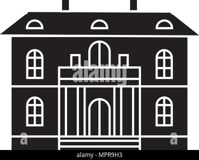 Hübsche Villa schwarze Symbol, Vector Illustration. Hübsche Villa Konzept unterzeichnen. Stock Vektor