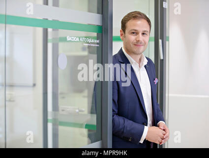 Skoda Auto DigiLab Israel Leiter des Tech Scouting und Business Development Vit Lichtenstein stellt während einer Pressekonferenz auf Skoda Auto Aktivitäten in Israel in Tel Aviv, Israel, am 23. Mai 2018. (CTK Photo/Rene Fluger) Stockfoto