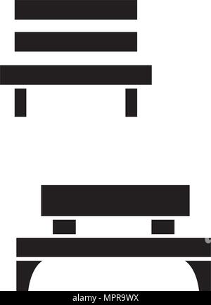 Parkbank schwarze Symbol, Vector Illustration. Parkbank Konzept unterzeichnen. Stock Vektor