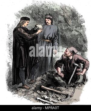 'Ach, arme Yorick! Ich kannte ihn, Horatio', c 1850. Artist: Unbekannt. Stockfoto