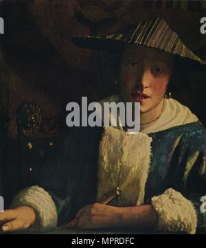 "Junge Mädchen mit Flöte', c 1665-1675. Artist: Jan Vermeer. Stockfoto