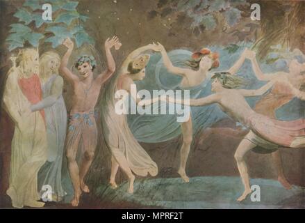 'Oberon und Titania und Puck mit Feen tanzen', 1786. Künstler: William Blake. Stockfoto