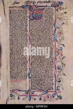 "Erste Seite des Matthäusevangeliums", aus dem 15. Jahrhundert, (1947). Artist: Unbekannt. Stockfoto