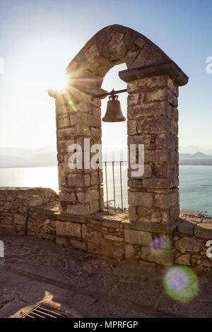 Griechenland, Peloponnes Argolis, Nauplia, Glockenturm der Festung Palamidi Stockfoto