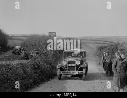 Ford Modell A Salon von ASR Payne, MCC-Lands End Trial, Gipfeltreffen der Bettler Roost, Devon, 1933. Artist: Bill Brunell. Stockfoto