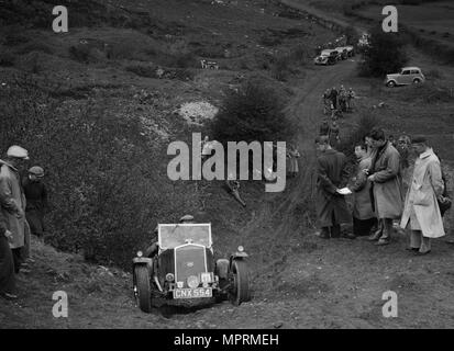 Wolseley in der MG Car Club Abingdon Trial/Rally 1939 konkurrieren. Artist: Bill Brunell. Stockfoto