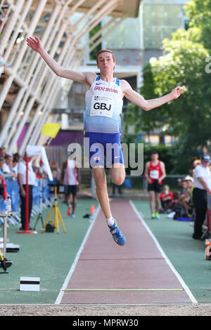 In Loughborough, England, 20, Mai, 2018. Alessandro Schenini konkurrieren im Weitsprung der Männer während der LIA Loughborough Internationalen Leichtathletik ann Stockfoto
