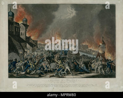 Brand von Moskau am 15. September 1812 (die Franzosen in Moskau). Stockfoto