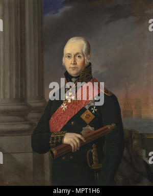 Portrait der Admiral Fyodor Fyodorovich Uschakow (1745 - 1817). Stockfoto