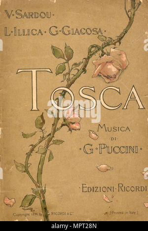 Abdeckung des Libretto der Oper Tosca von Giacomo Puccini, 1899. Stockfoto