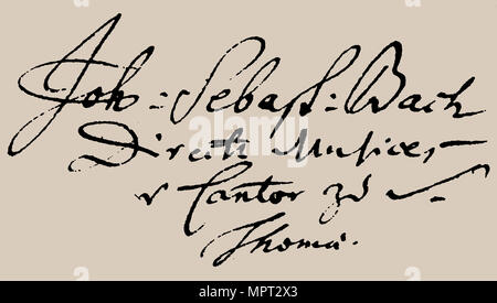 Signatur von Johann Sebastian Bach. Stockfoto