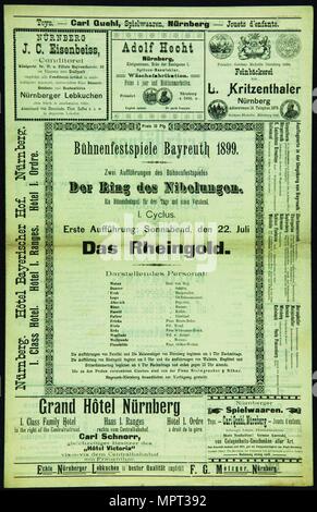 Programm der Bayreuther Festspiele 1899, 1899. Stockfoto