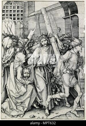 Christus das Kreuz tragen und Ende des 15. Jahrhunderts. Artist: Martin Schongauer. Stockfoto