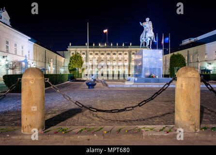 Prinz Józef Poniatowski Bildhauerei am Präsidentenpalast in Warschau, Polen Stockfoto