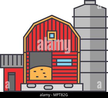 Bauernhof Symbol Leitung, Vector Illustration. Bauernhof flachbild Konzept unterzeichnen. Stock Vektor